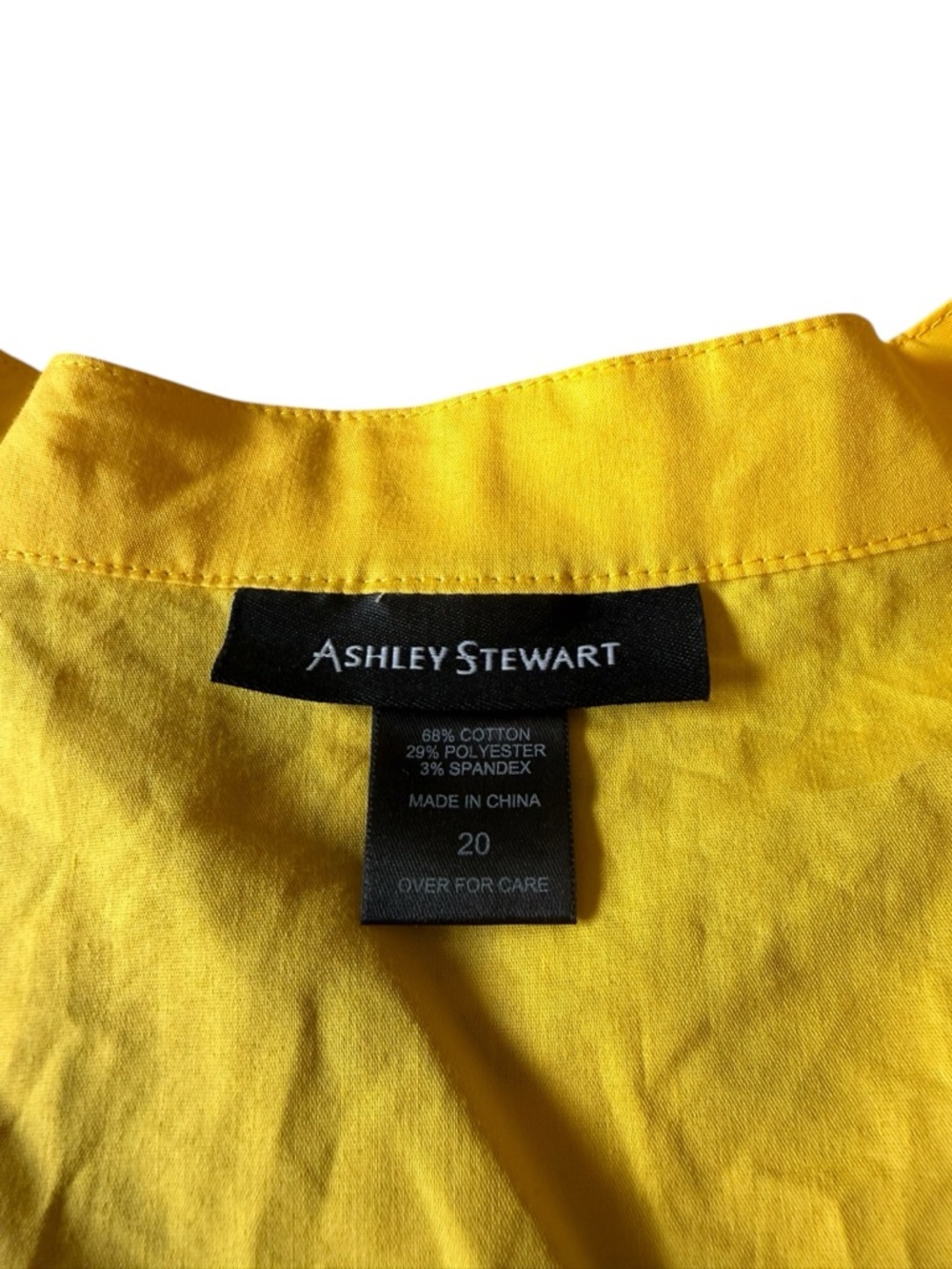 Ashley Stewart Peplum Top  Stretch Short Sleeve Zip Front Bright Yellow Size 20 - Picture 3 of 10